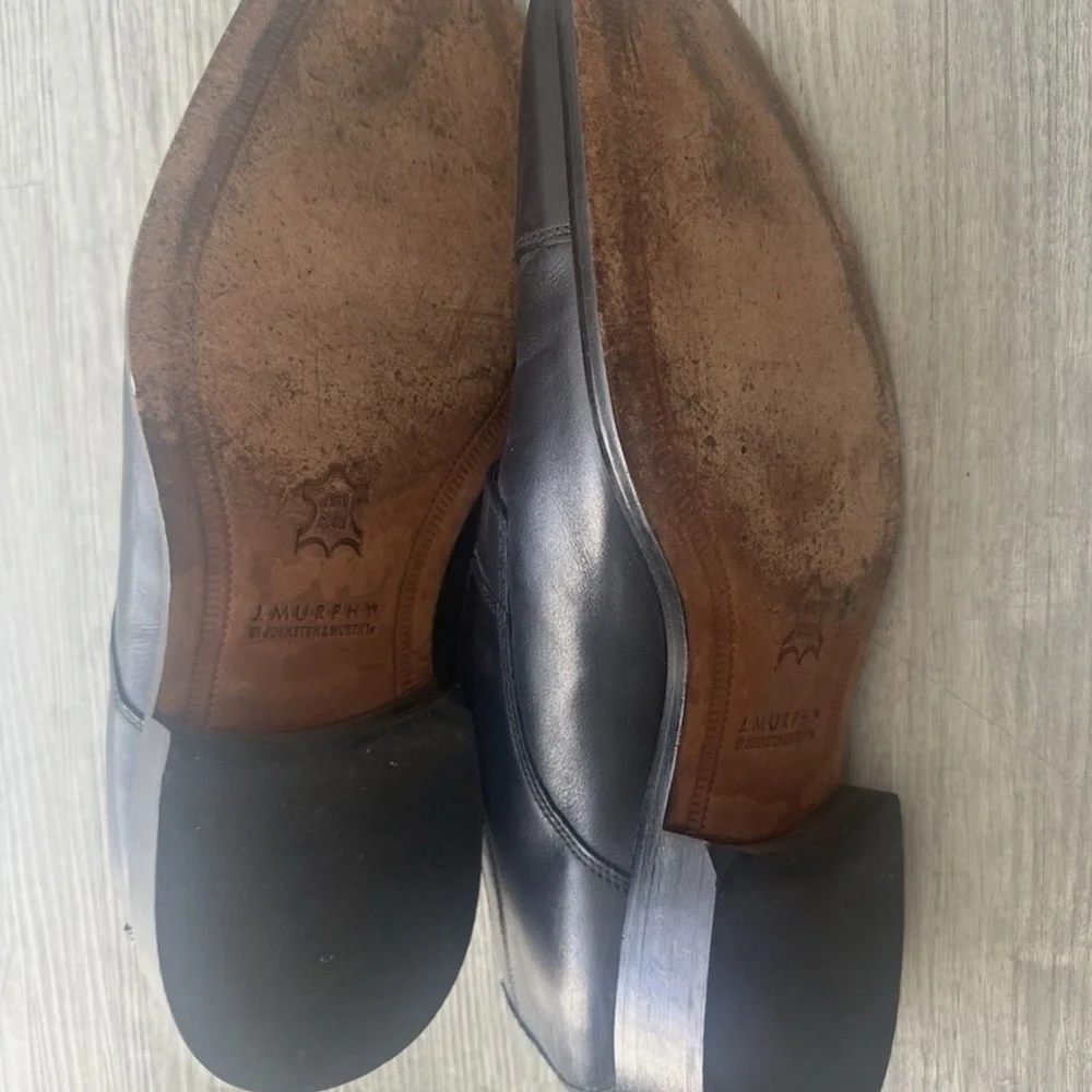 Johnston & Murphy J. Murphy Leather Cap Toe Oxfords Mens 12W Black Dress Shoes
